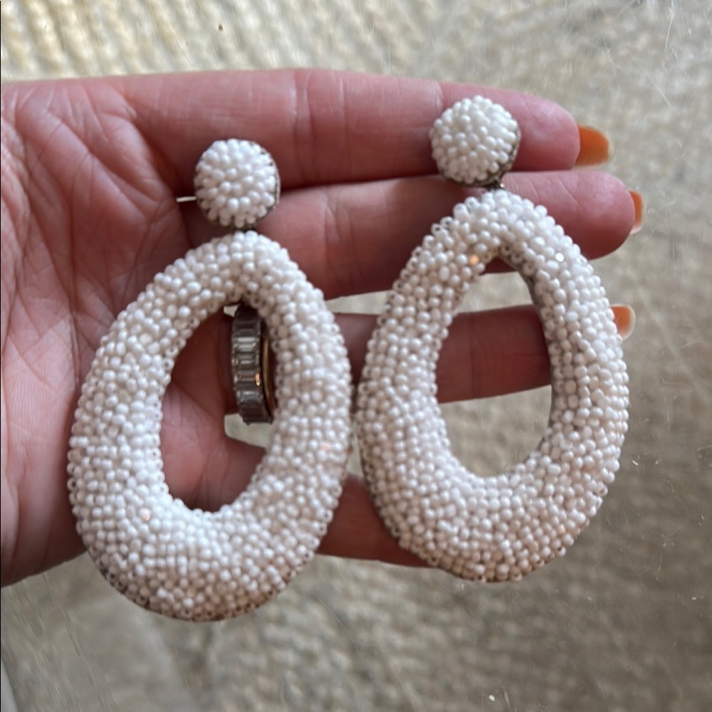 Deepa Gurnani White Beaded Earrings